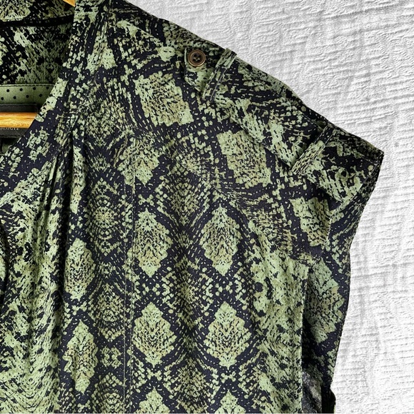 Anthropologie Rachel Tunic Dress Women Small Green Black Snakeskin Print Shift - Picture 7 of 16